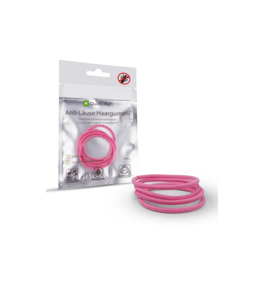 QUICK AID - Insektenabwehr Anti-Läuse Haargummi pink 4 Stück
