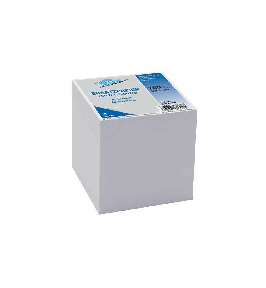 WEDO - Fiche de bloc-notes Box 9 x 9 cm Papier de remplacement blanc