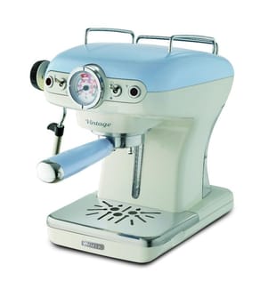 Kaffeemaschine - Vintage - blau Maxi-Cappuccino, Messlöffel und Kaffeepresse