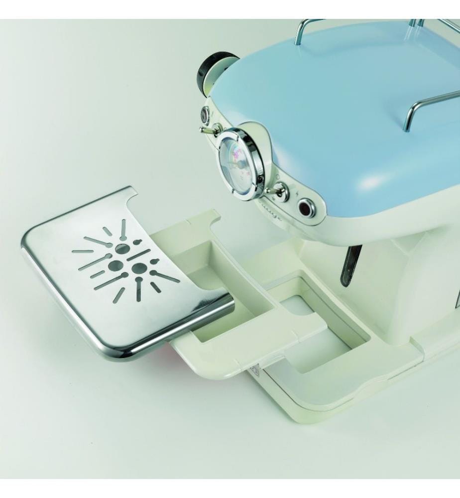 Kaffeemaschine - Vintage - blau Maxi-Cappuccino, Messlöffel und Kaffeepresse