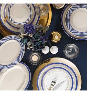 Service de table 53 pièces - Blanc et bleu