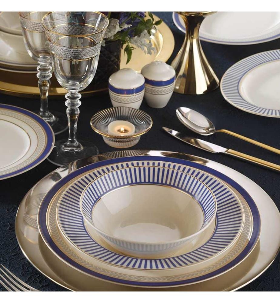 Service de table 53 pièces - Blanc et bleu
