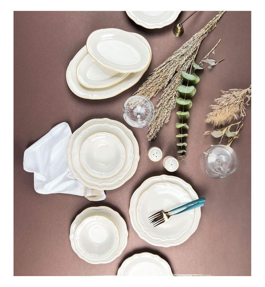 Service de table 53 pièces - Blanc et or