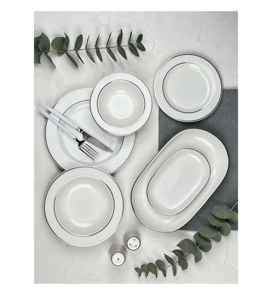 Service de table 53 pièces - Blanc et argenté