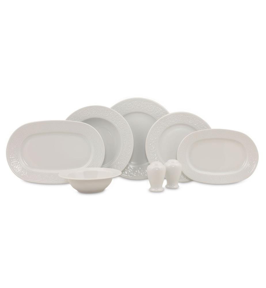 Service de table, 53 pièces, blanc, porcelaine