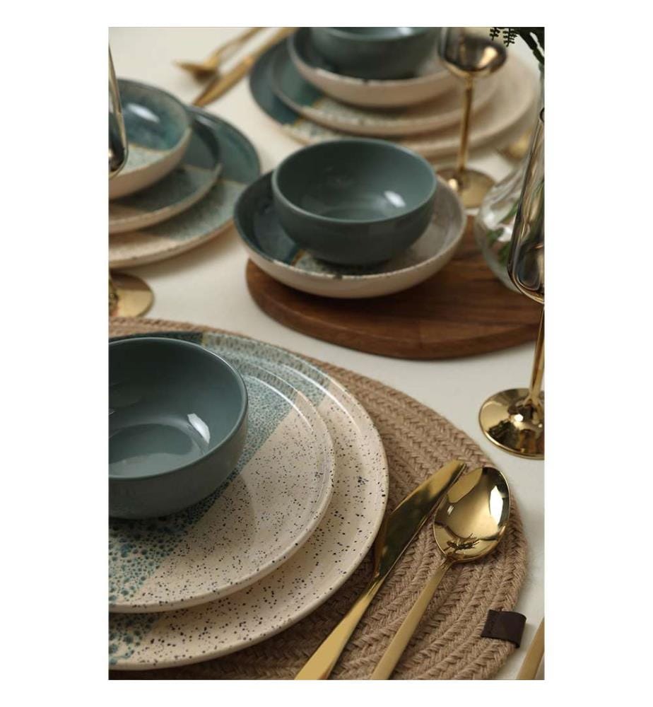 Service de Table (24 pièces) - Vert, Crème