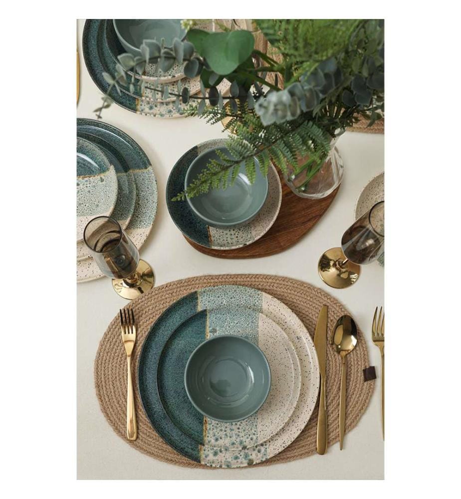 Service de Table (24 pièces) - Vert, Crème
