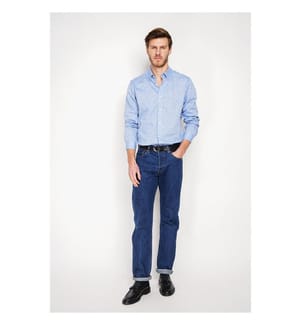 Hemd mit geradem Schnitt, klassischem Kragen und abgerundeter Manschette - Blue Jeans