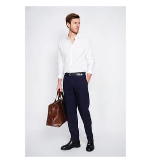 Hemd Slim Fit Italienischer Kragen Gebrochene Manschette - Weiss