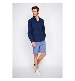 Hemd Slim Fit Italienischer Kragen Gebrochene Manschette - Marineblau