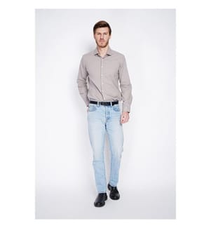 Hemd Slim Fit Italienischer Kragen Gebrochene Manschette - Braun
