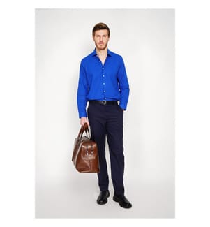 Hemd Slim Fit Italienischer Kragen Gebrochene Manschette - Royalblau