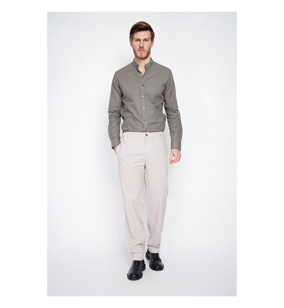 Pantalon Coupe Droite Ceinture Élastiquée - Lin
