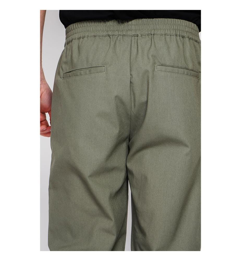 Pantalon Coupe Semi-Slim Rayure - Kaki Clair