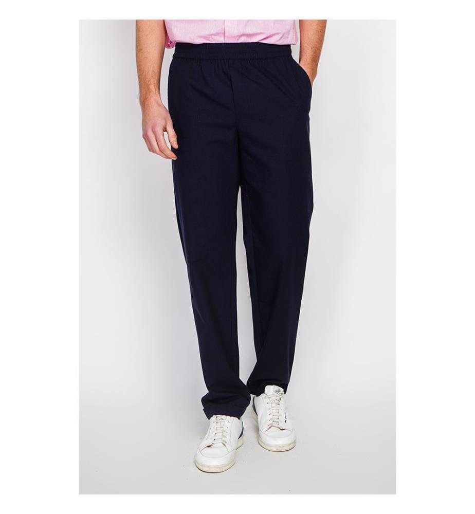 Pantalon Coupe Semi-Slim Rayure - Bleu Marine