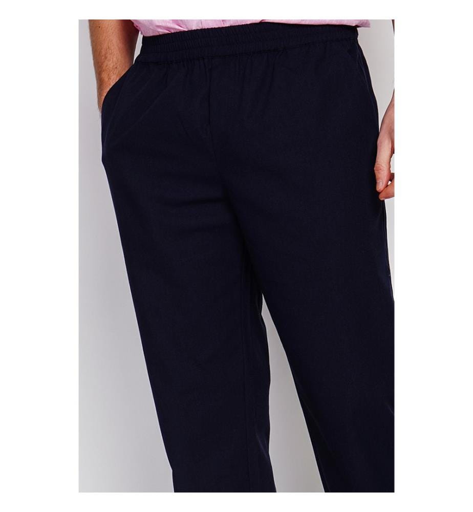 Pantalon Coupe Semi-Slim Rayure - Bleu Marine