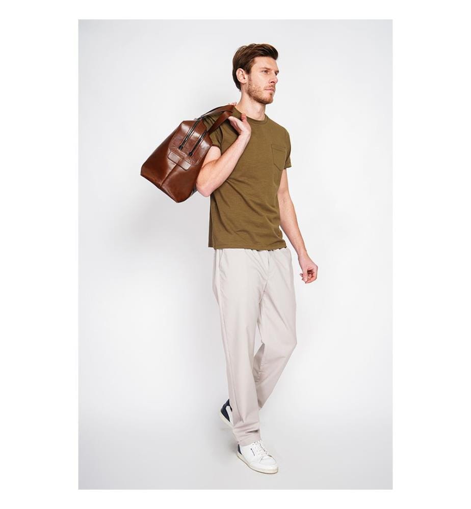 Maglietta girocollo a maniche corte con tasca sul petto - Light Khaki
