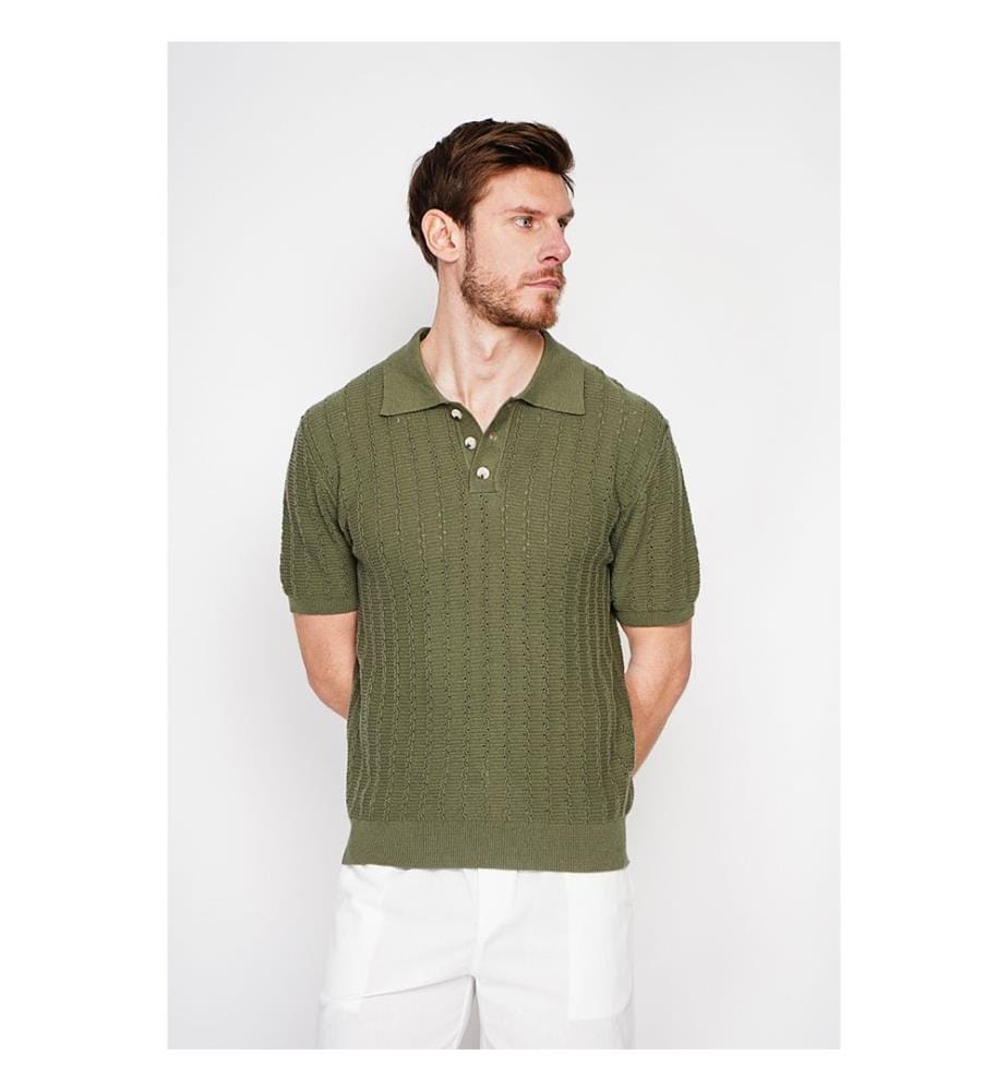 Strickpullover mit Rundhalsausschnitt - Khaki