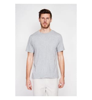 Maglietta con scollo rotondo - Grigio perla