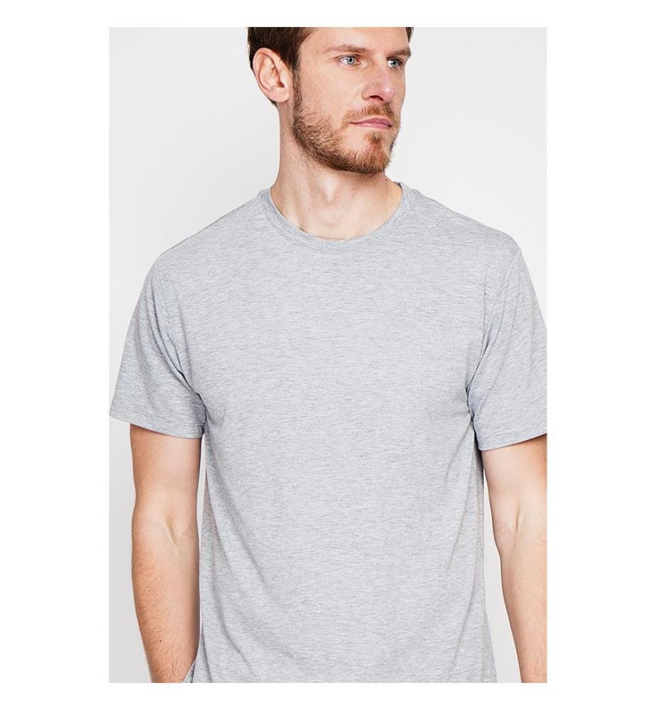Maglietta con scollo rotondo - Grigio perla
