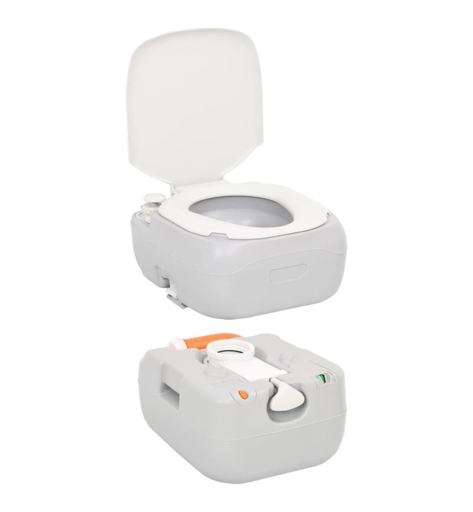 Camping-Toilette Tragbar Grau und Weiss 22+12 L HDPE