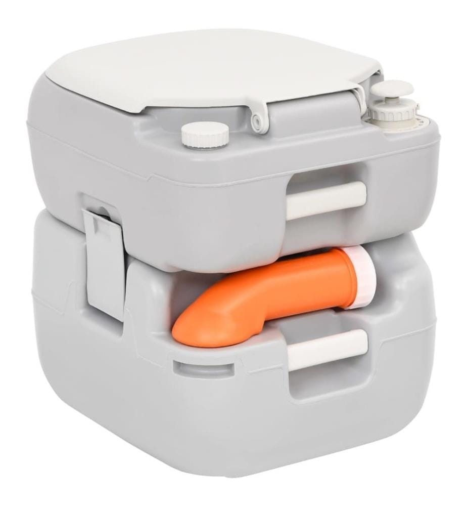 Camping-Toilette Tragbar Grau und Weiss 22+12 L HDPE