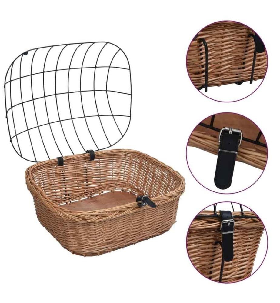 Fahrradkorb Vorne mit Deckel 50x45x35 cm Natur Weide