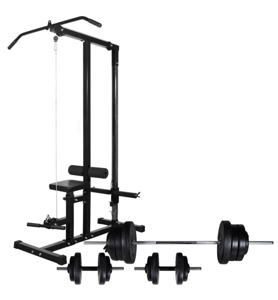 Tour de musculation avec jeu d'haltères et poids 60,5 kg