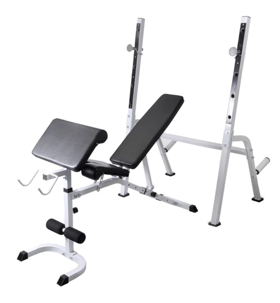 Hantelbank mit Ablage, Langhantel und Kurzhantel-Set 60,5 kg