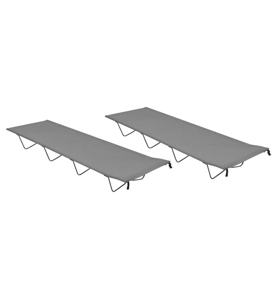 Campingbetten 2 Stk. 180x60x19 cm Oxford-Gewebe und Stahl Grau