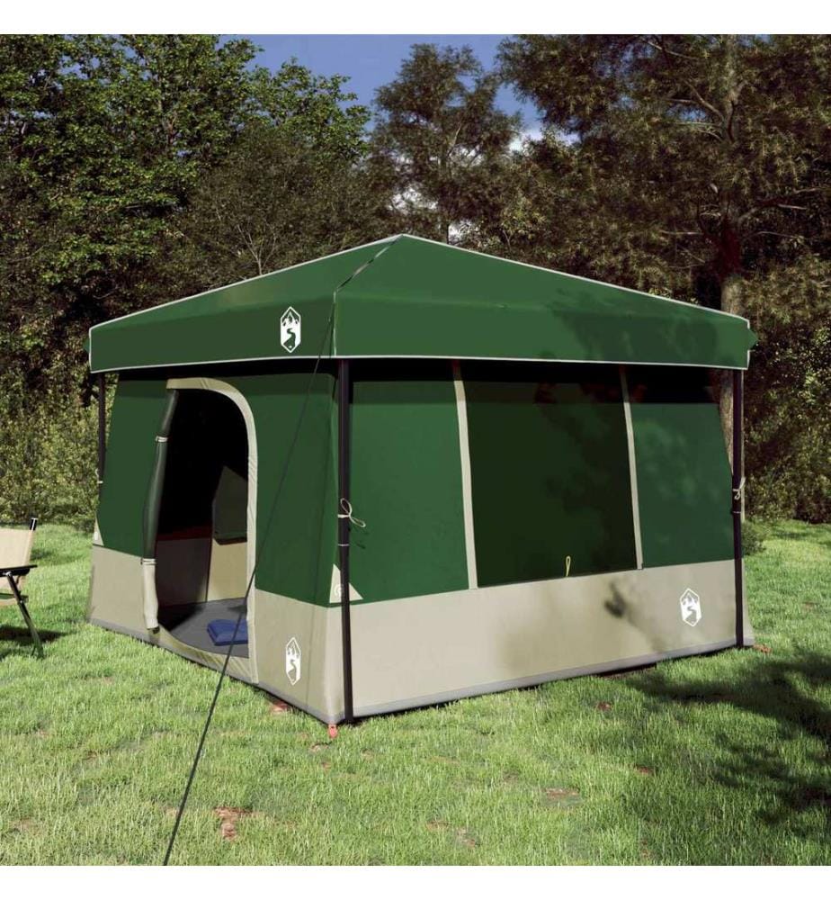 Camping-Zelt-Set mit Dach 2 pcs Grün Taffeta und Stoff