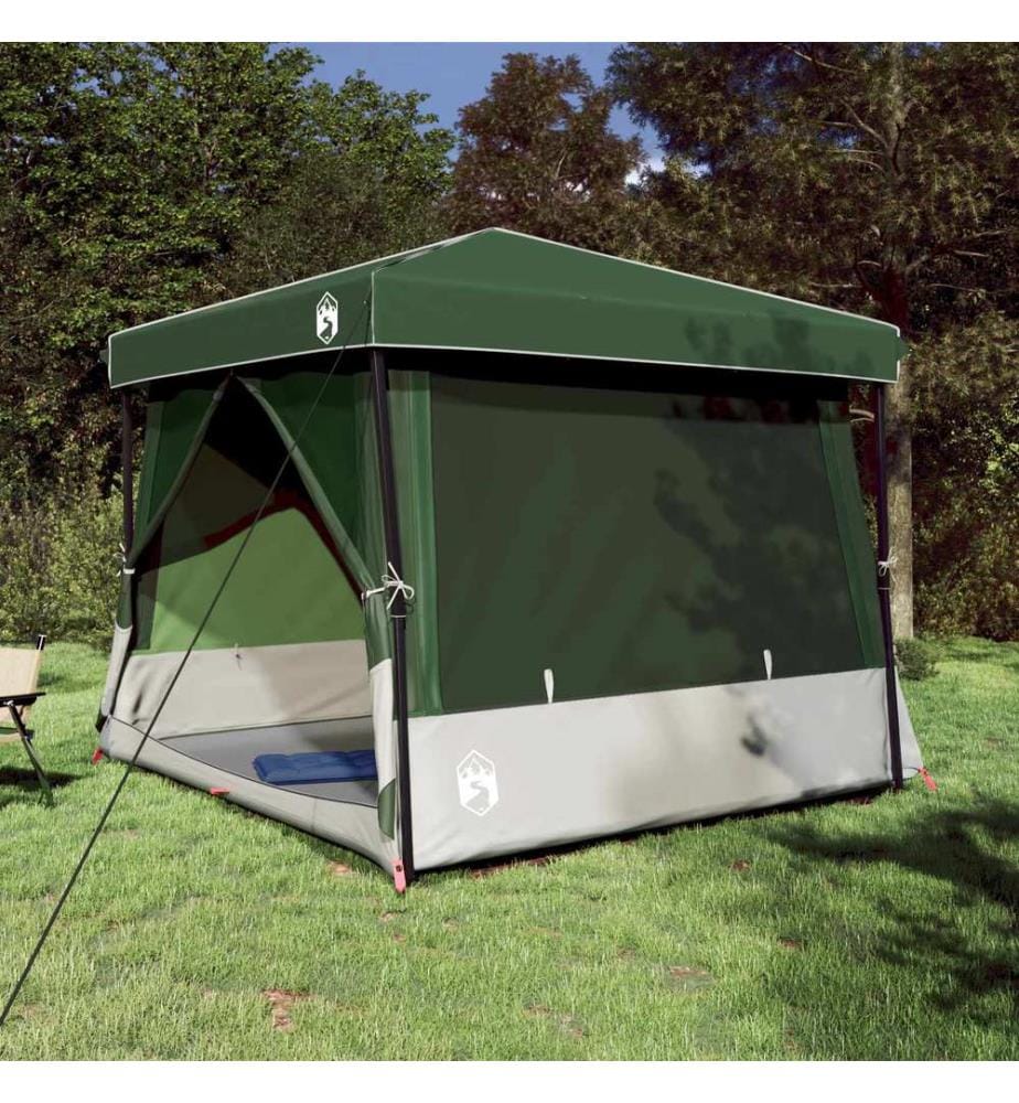 Ensemble de Tentes de Camping 2 pcs Vert Taffetas et Tissu