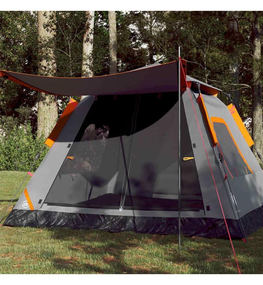 Kuppel-Campingzelt 5 Personen Grau und Orange Quick Release