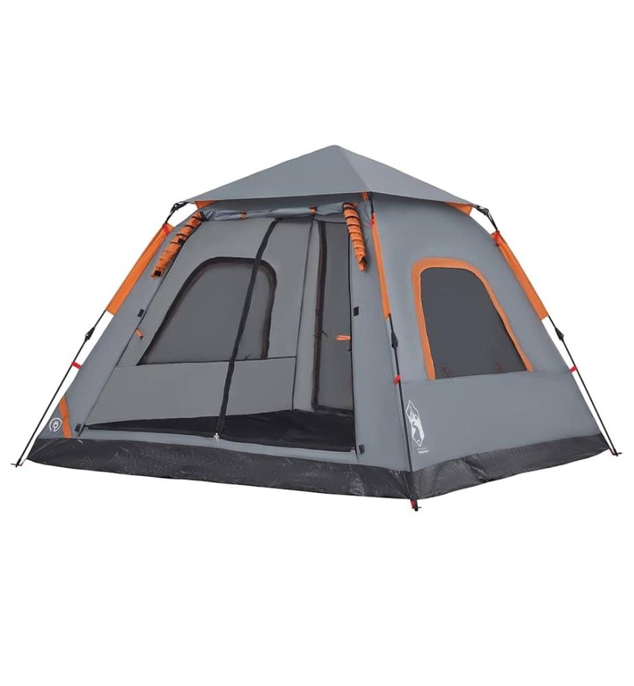 Kuppel-Campingzelt 5 Personen Grau und Orange Quick Release