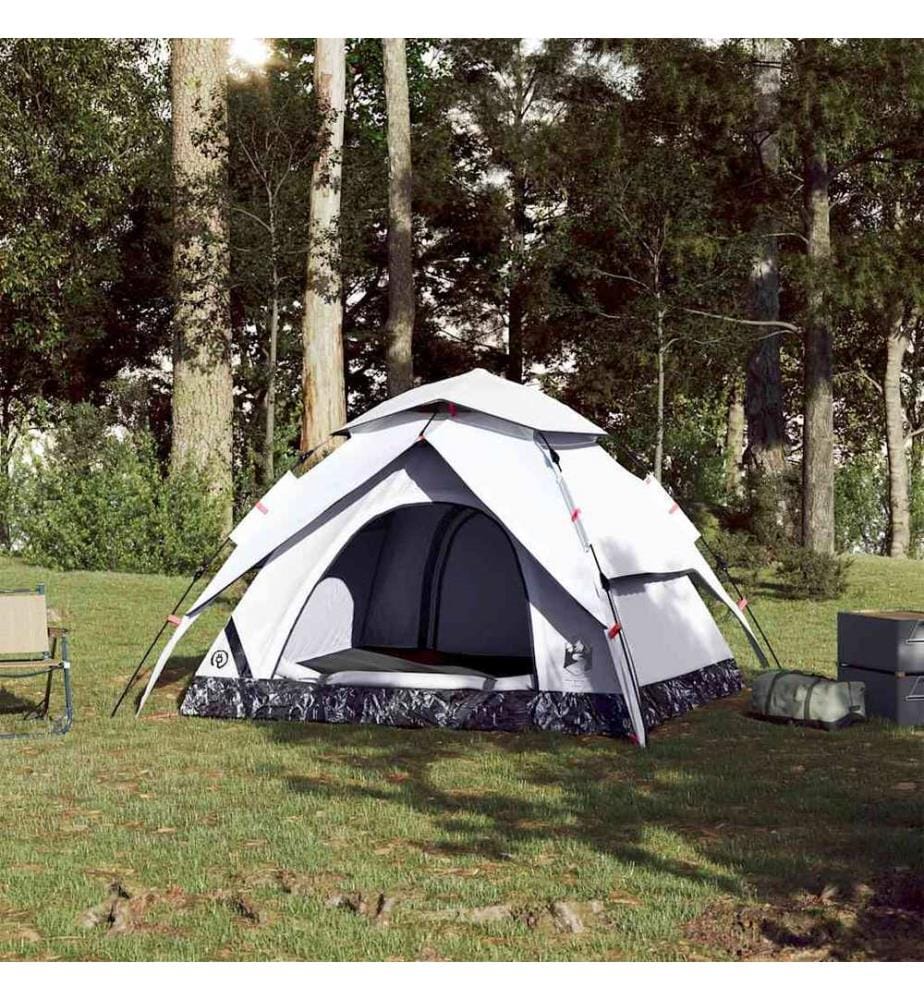 Kuppel-Campingzelt 4 Personen Weiss Verdunkelt Quick Release