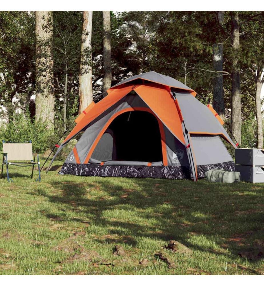 Kuppel-Campingzelt 5 Personen Grau und Orange Quick Release