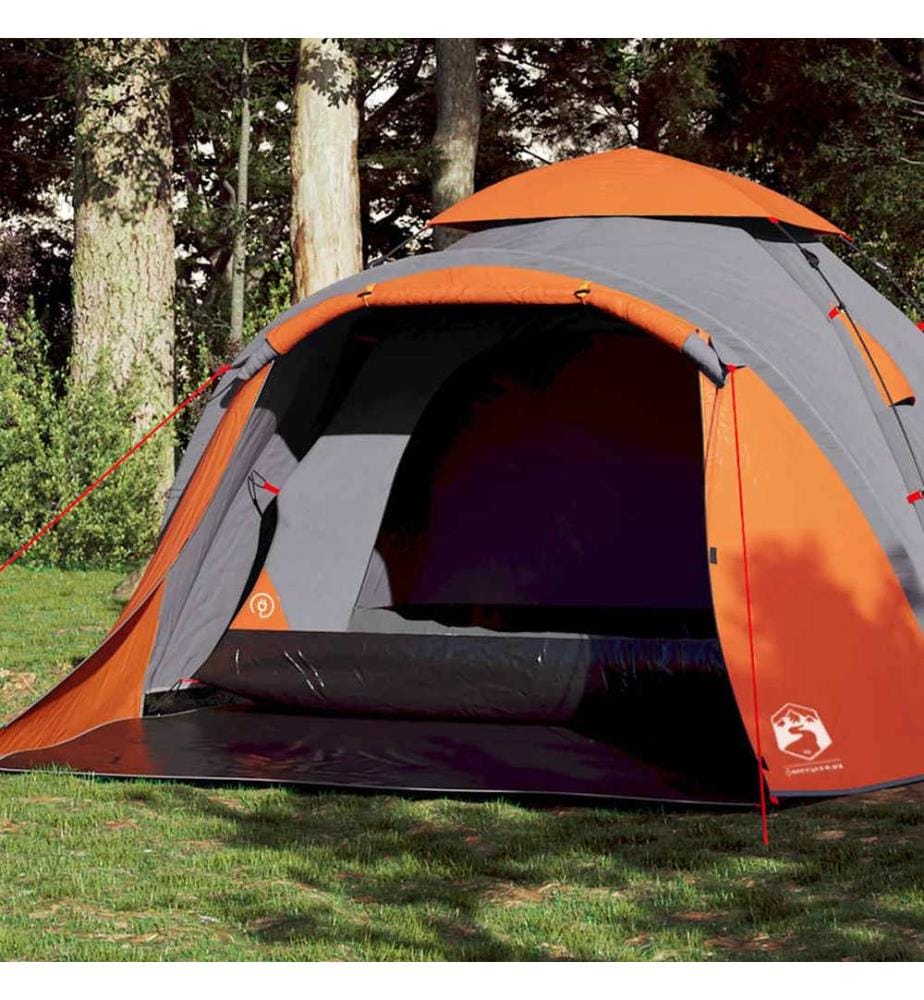 Kuppel-Campingzelt 3 Personen Grau und Orange Quick Release