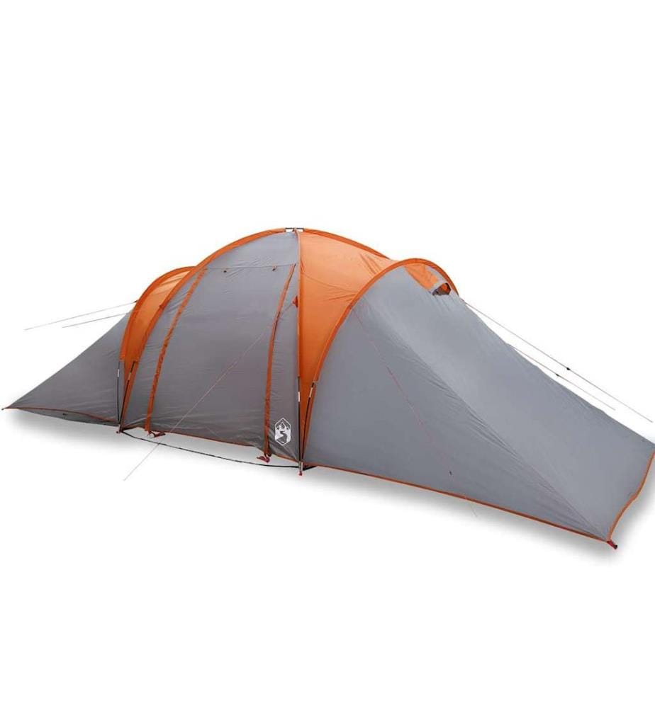 Tente familiale à dôme 6 personnes gris et orange imperméable