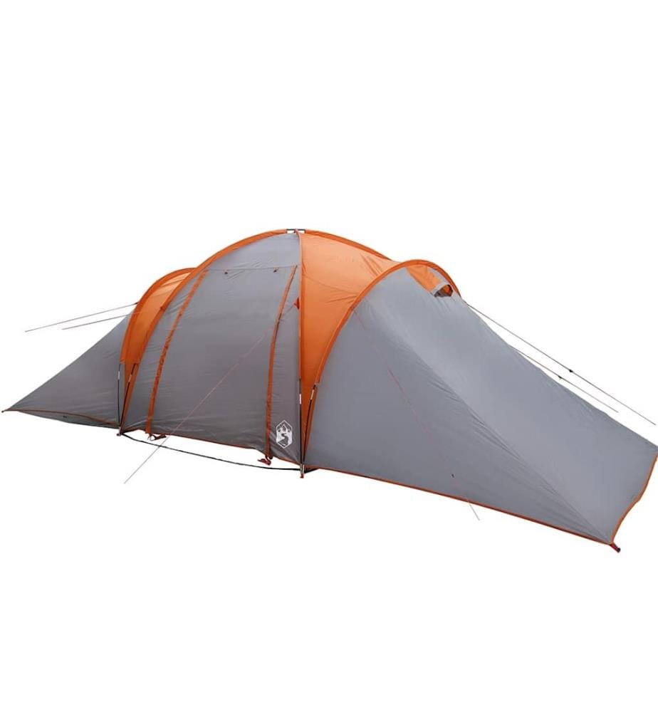 Tente familiale à dôme 6 personnes gris et orange imperméable