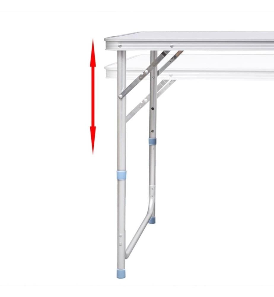 Klappbarer Campingtisch mit 4 Hocker Höhenverstellbar 180x60 cm
