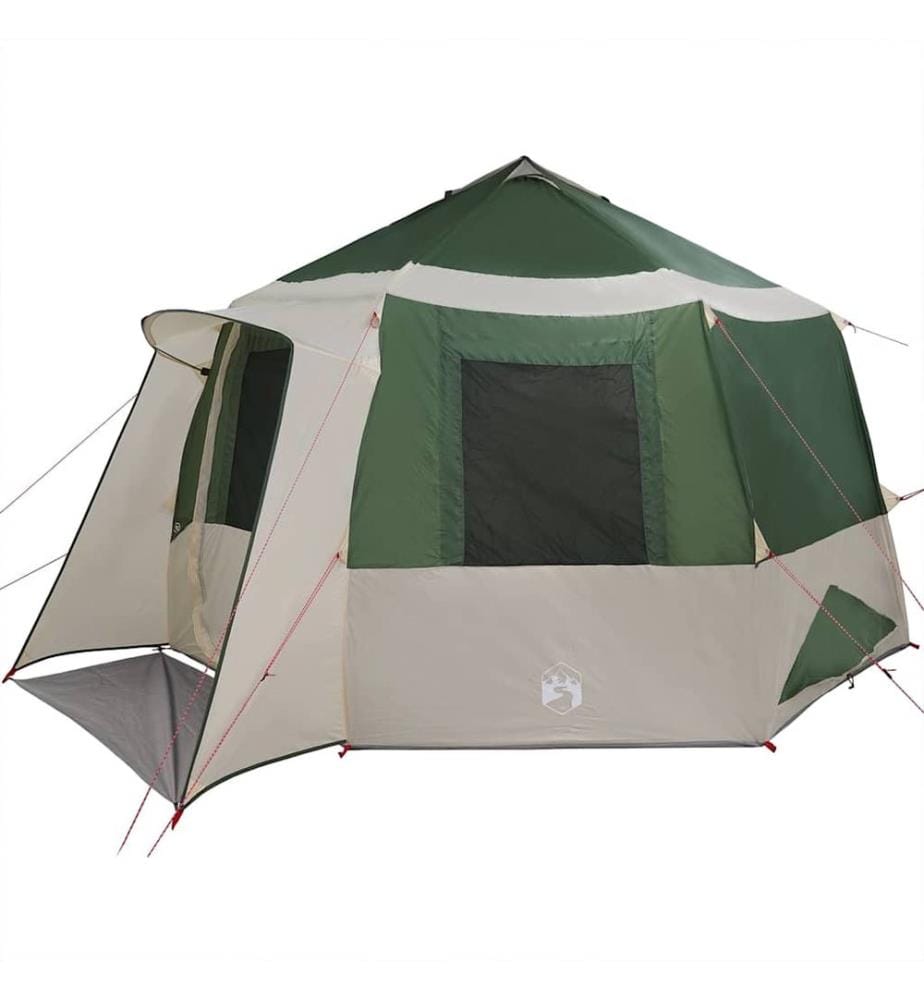 Tente de cabane 12 personnes Vert et blanc 405 x 405 x 273 cm