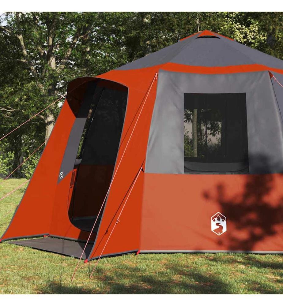 Tente de cabane 12 personnes Gris et orange 405 x 405 x 273 cm