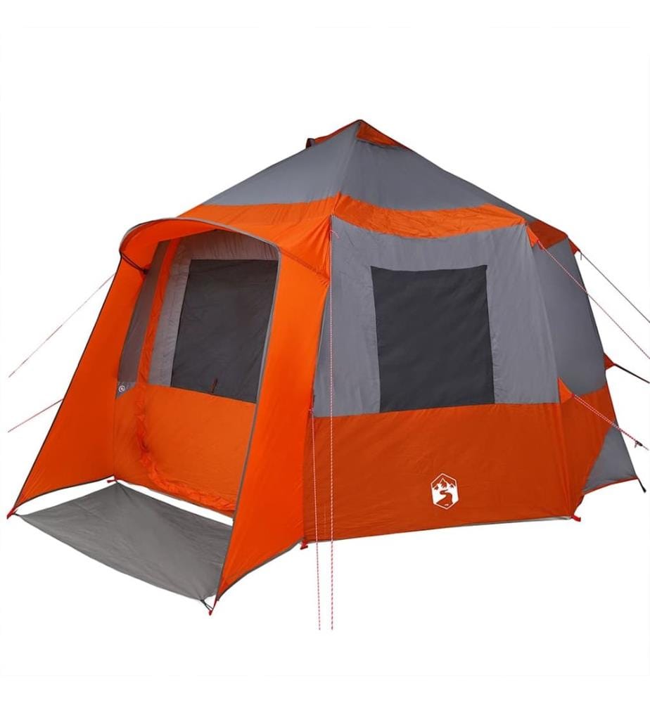 Tente de cabane 12 personnes Gris et orange 405 x 405 x 273 cm