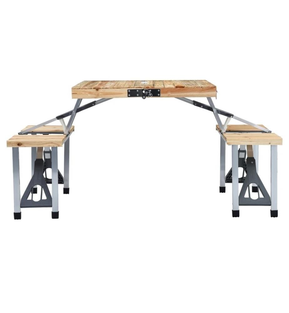 Klappbarer Campingtisch mit 4 Sitzen Stahl Aluminium