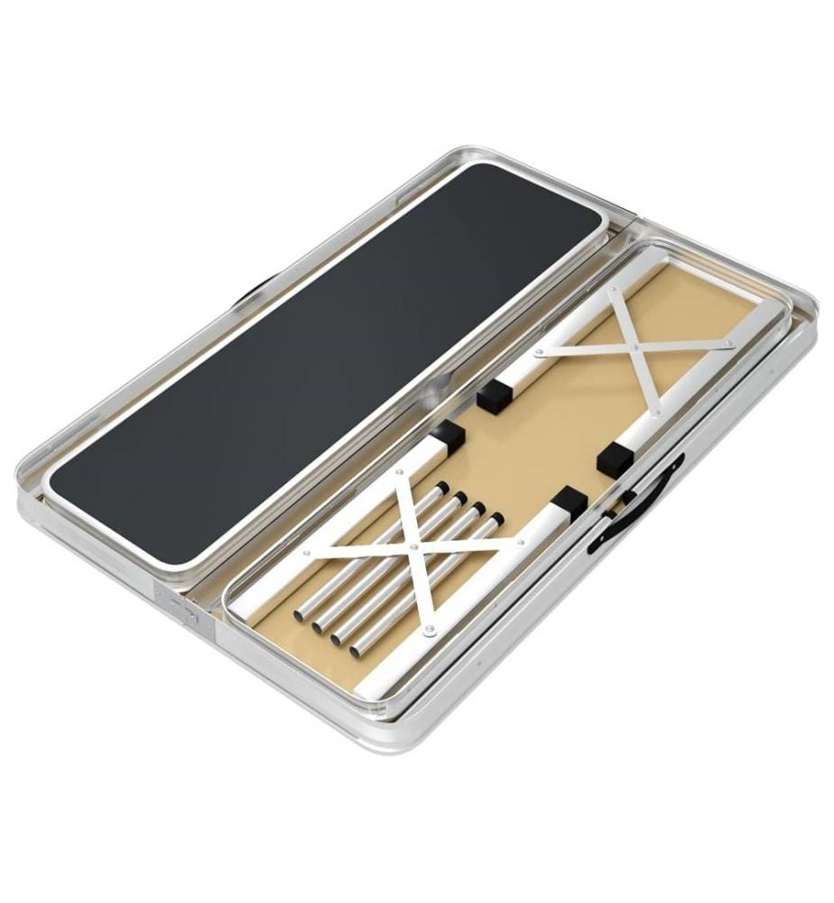 Klappbarer Campingtisch mit 2 Sitzbänken Aluminium Grau