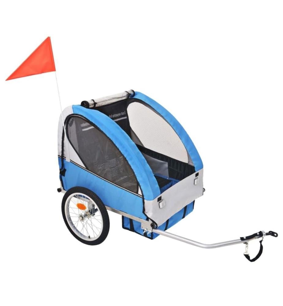 Fahrradanhänger Grau und Blau 30 kg