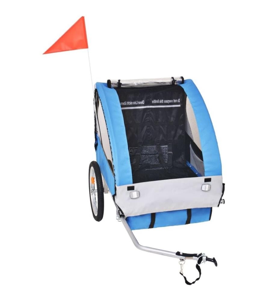 Fahrradanhänger Grau und Blau 30 kg