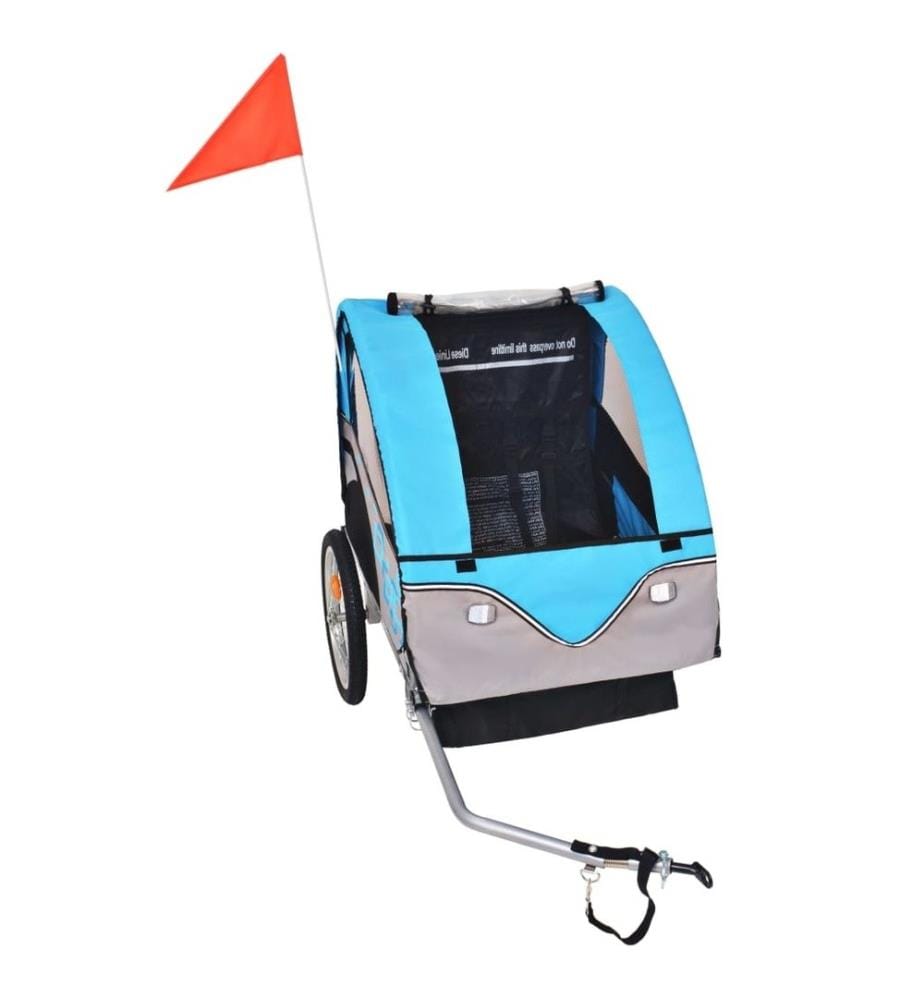 Fahrradanhänger Grau und Blau 30 kg