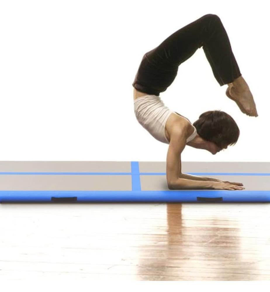 Aufblasbare Gymnastikmatte mit Pumpe 300x100x10 cm PVC Blau
