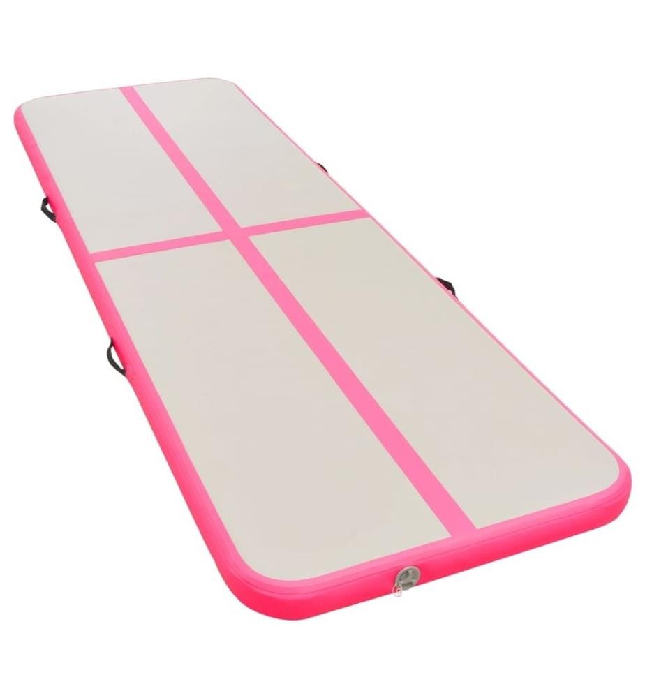 Aufblasbare Gymnastikmatte mit Pumpe 400x100x10 cm PVC Rosa